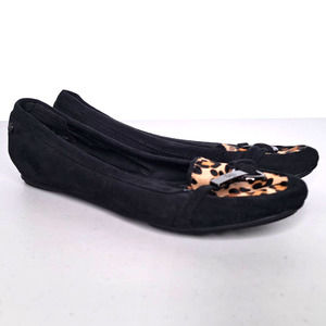 Dana Buchman Dyed Calf Fur Leopard Print Flats Women's Size 7 Medium